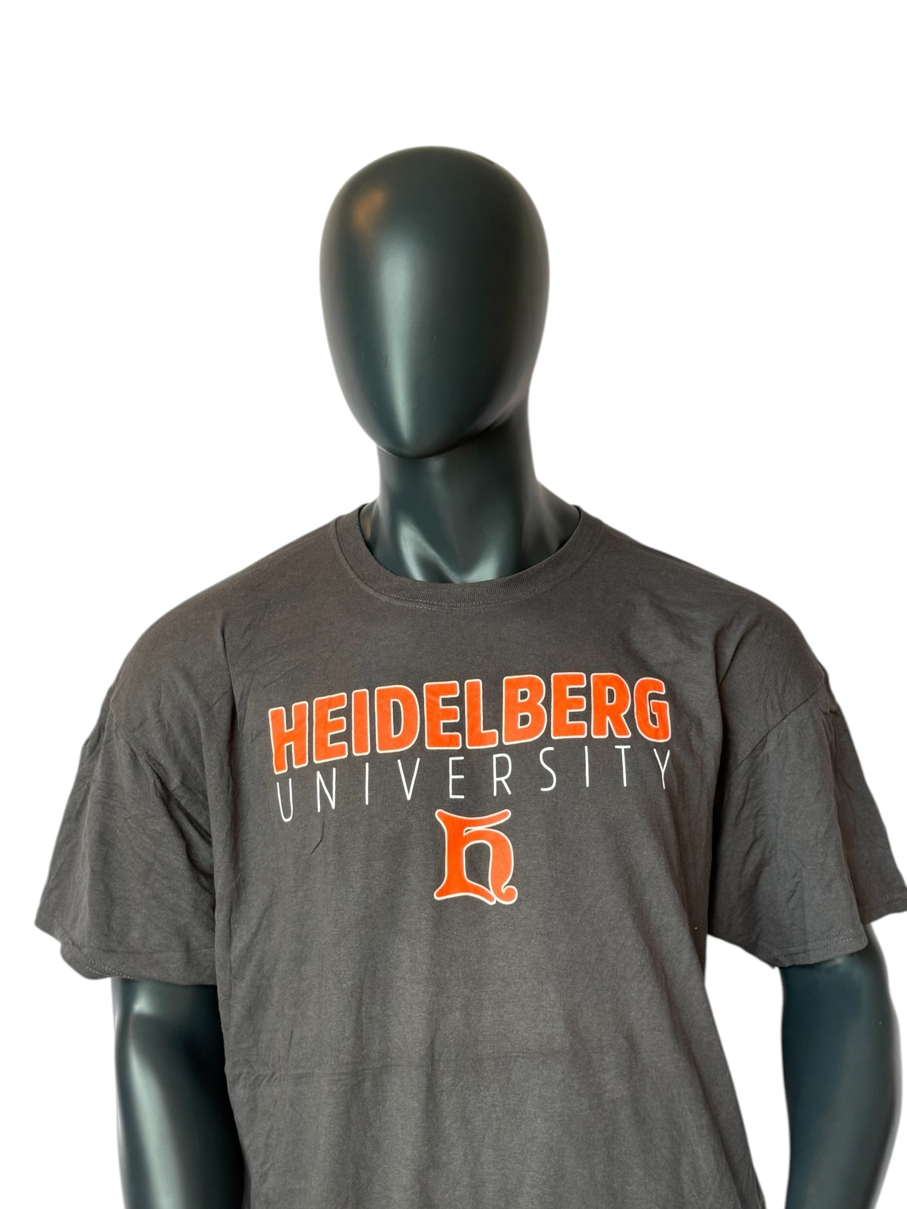 Vintage Heidelberg University T-Shirt Grau College Print Oversized Streetwear